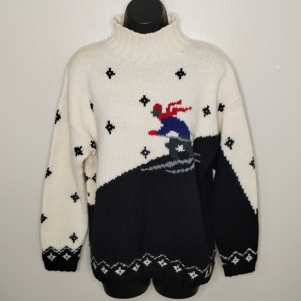 Vintage Lauren Ralph Lauren Women's Small Wool Sweater Handknit Ski Skiing Relax